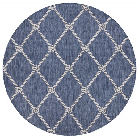 Palacedesigns 8 ft. Round Navy Knot Indoor & Outdoor Area Rug PA3663213